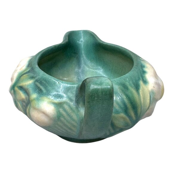 Vintage Roseville Pottery Peony Blue Green Creamer Pitcher Rare Ceramic Art 5" - Picture 2 of 9